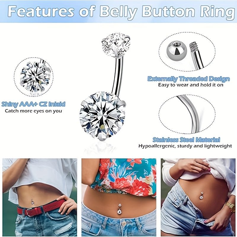 Elegant 14Piece Zirconia Dangle Belly Rings Set - Taylor K Shop