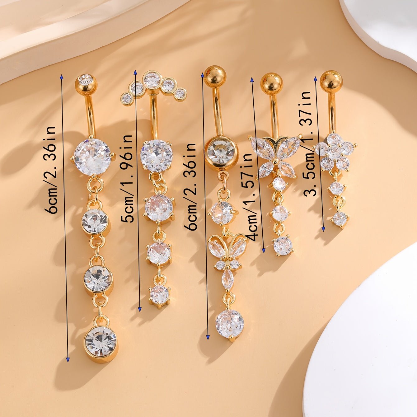 Elegant 5Piece Stainless Steel Belly Button Ring Set - Taylor K Shop