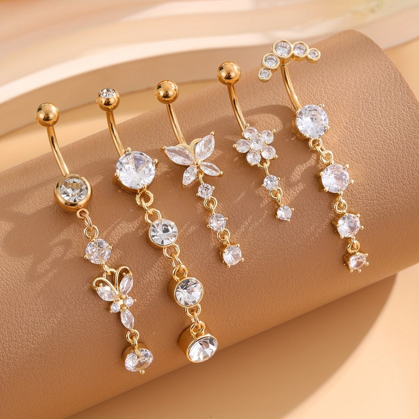 Elegant 5Piece Stainless Steel Belly Button Ring Set - Taylor K Shop