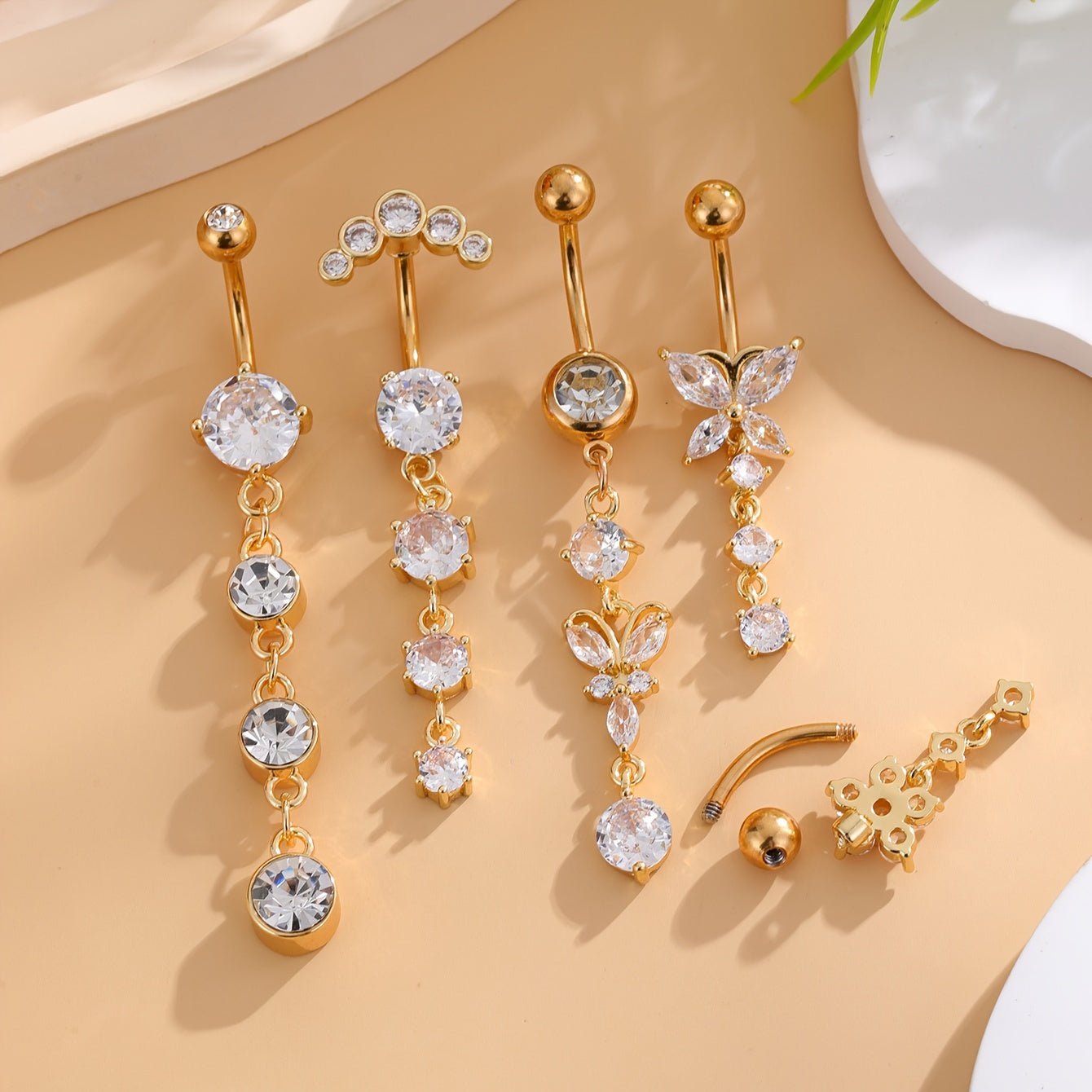 Elegant 5Piece Stainless Steel Belly Button Ring Set - Taylor K Shop