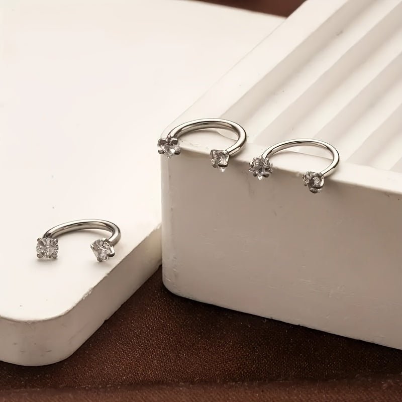 Elegant CShaped Cubic Zirconia Nose Ring Trio - Taylor K Shop