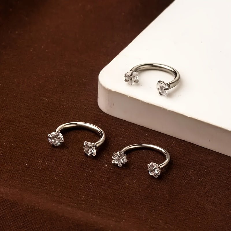 Elegant CShaped Cubic Zirconia Nose Ring Trio - Taylor K Shop