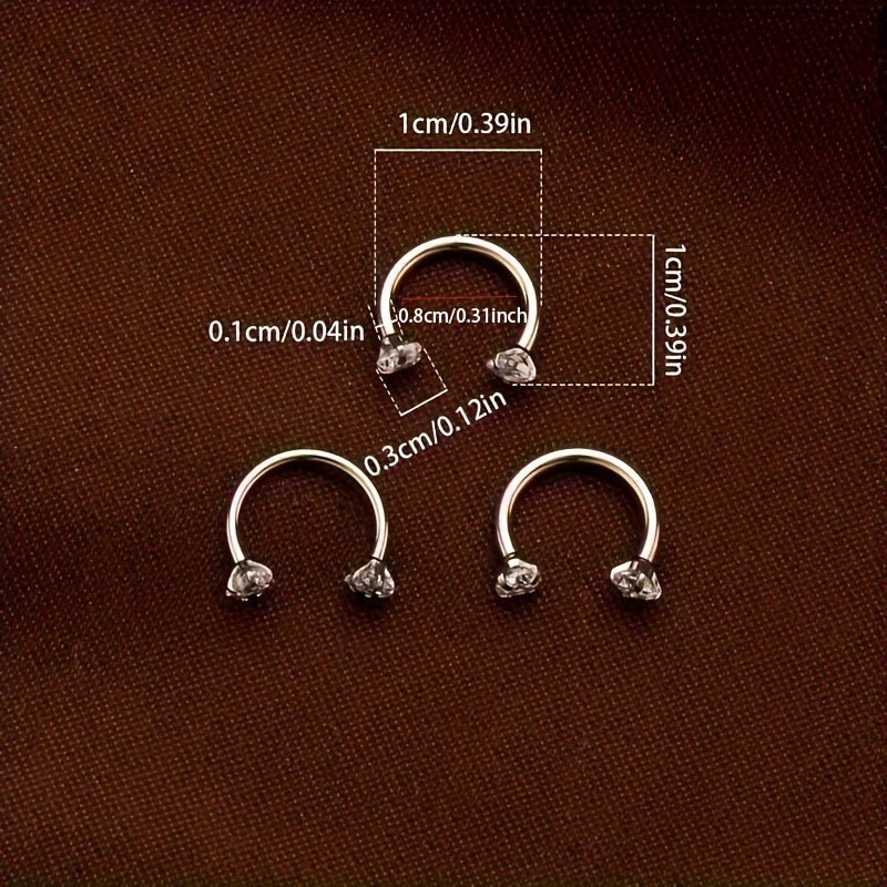 Elegant CShaped Cubic Zirconia Nose Ring Trio - Taylor K Shop