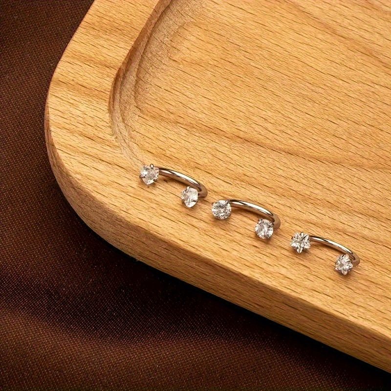 Elegant CShaped Cubic Zirconia Nose Ring Trio - Taylor K Shop