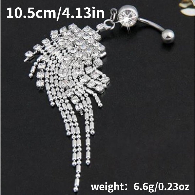 Elegant GemInlaid Tassel Belly Button Barbell - Taylor K Shop