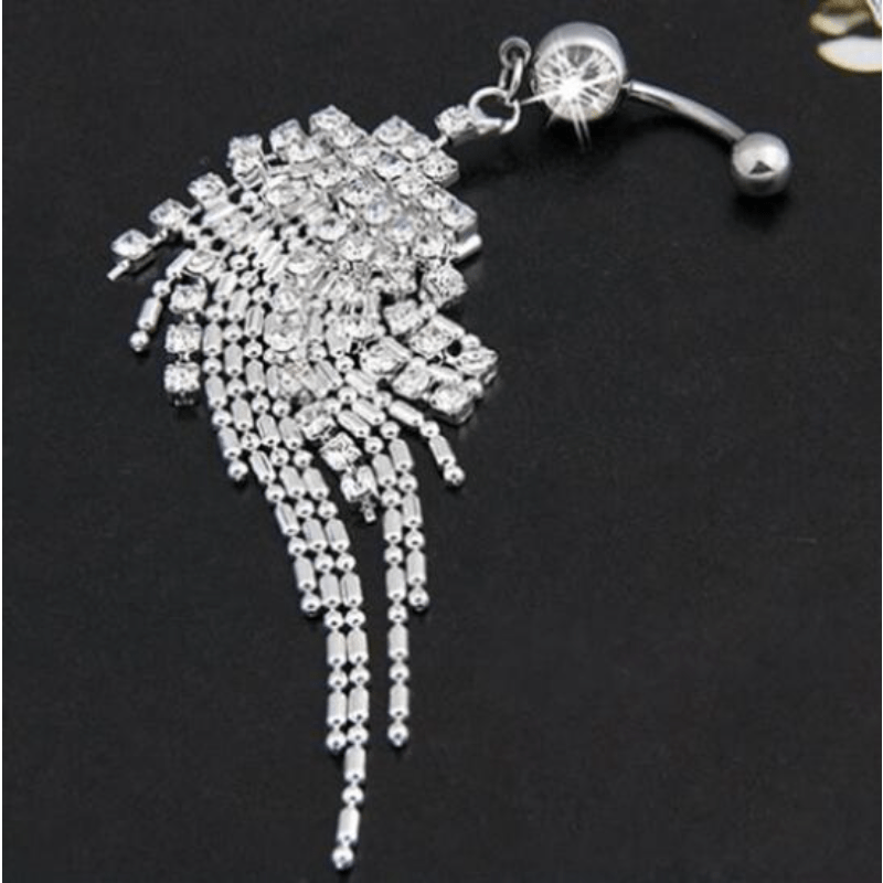 Elegant GemInlaid Tassel Belly Button Barbell - Taylor K Shop