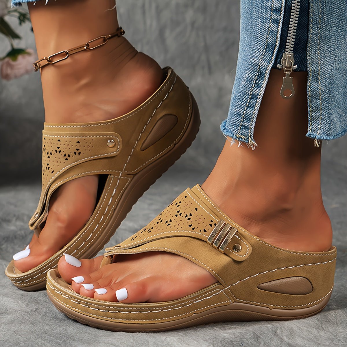 Elegant Purple Slide Sandals with Gold Beads MidHeel - Taylor K Shop