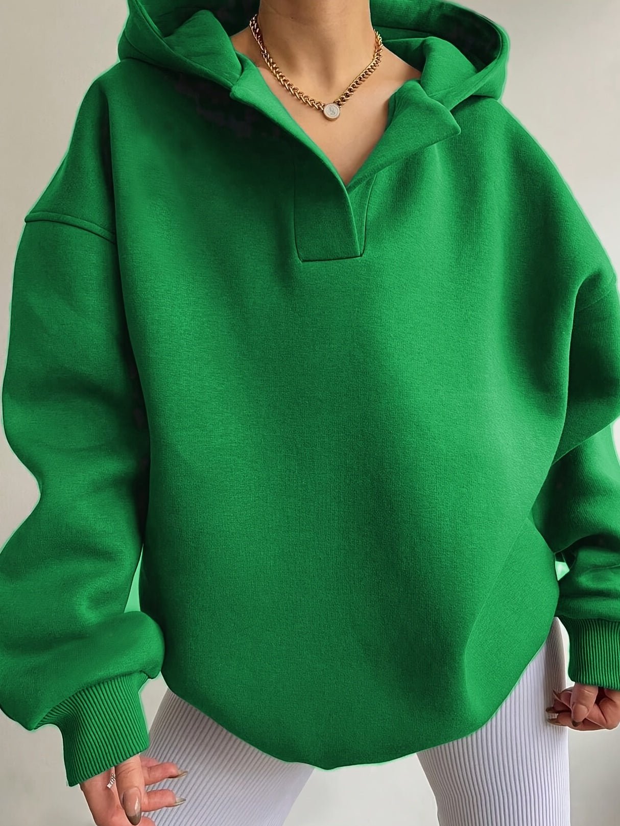 Elegant VNeck Hooded Sweatshirt Womens Knit Pullover - Taylor K Shop