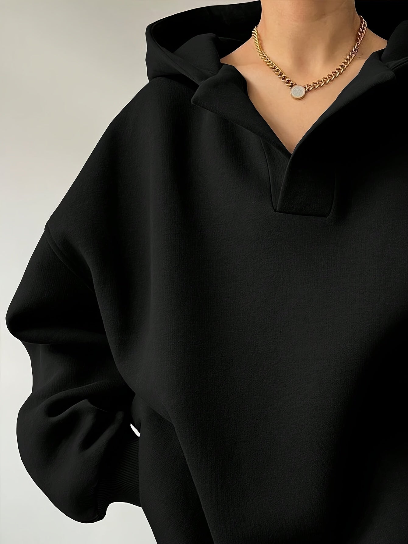 Elegant VNeck Hooded Sweatshirt Womens Knit Pullover - Taylor K Shop