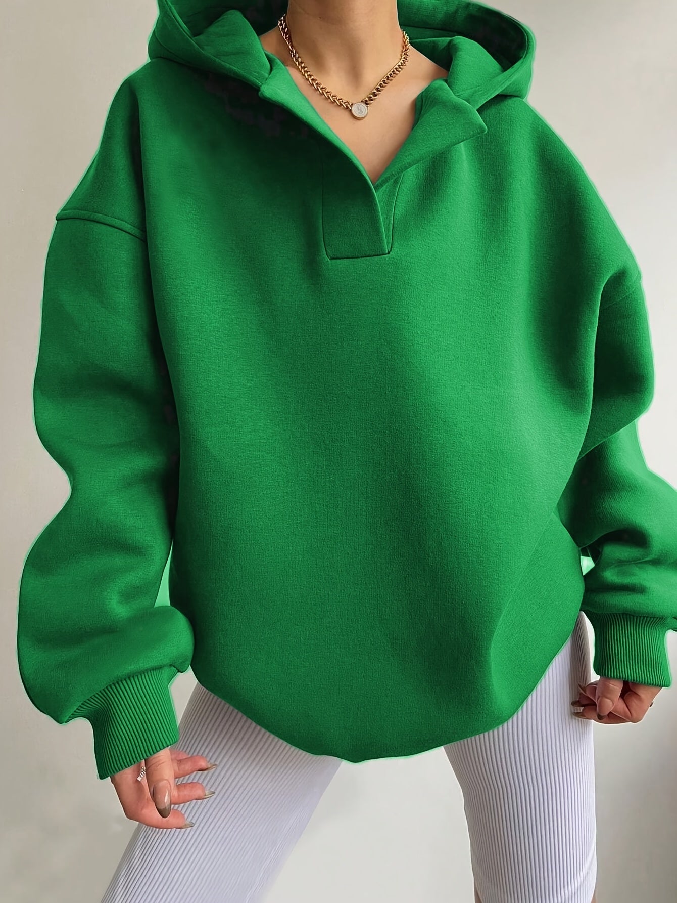 Elegant VNeck Hooded Sweatshirt Womens Knit Pullover - Taylor K Shop