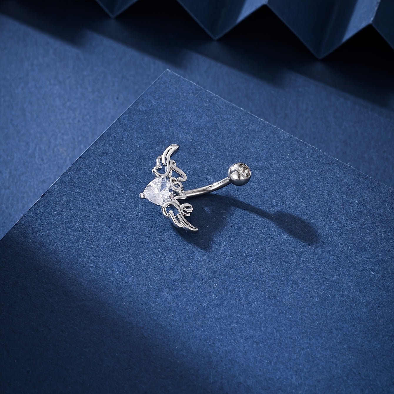 Elegant Winged Heart Belly Ring with Sparkling Zirconia - Taylor K Shop