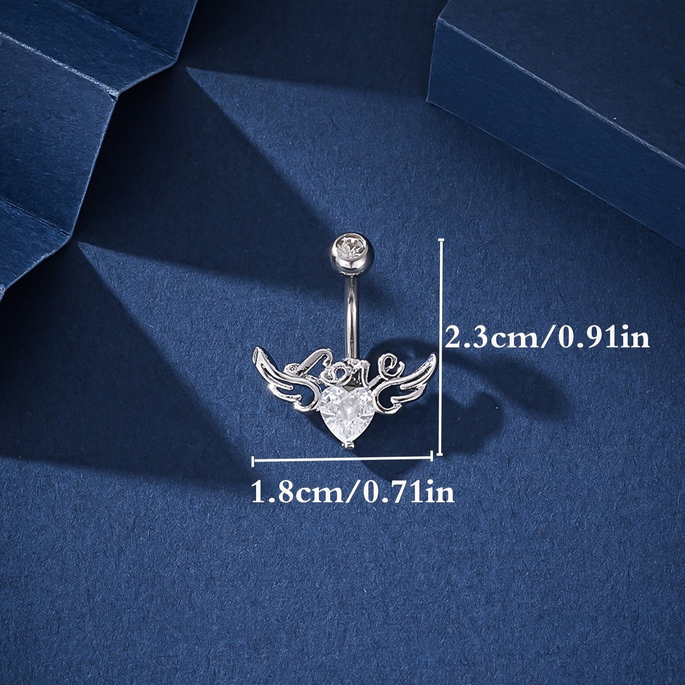 Elegant Winged Heart Belly Ring with Sparkling Zirconia - Taylor K Shop