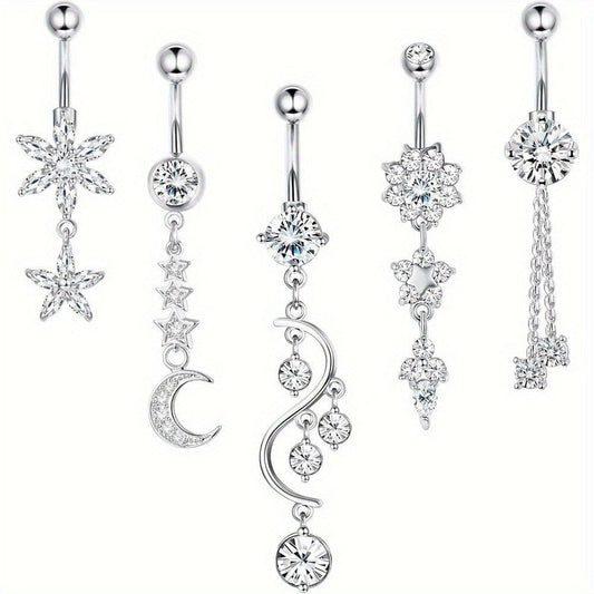 Elegant Zirconia Curved Navel Barbell in Surgical Steel - Taylor K Shop