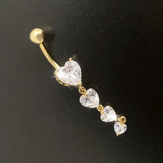 Elegant Zirconia Heart Pendant Belly Ring - Taylor K Shop