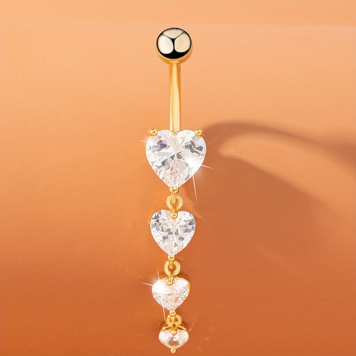 Elegant Zirconia Heart Pendant Belly Ring - Taylor K Shop
