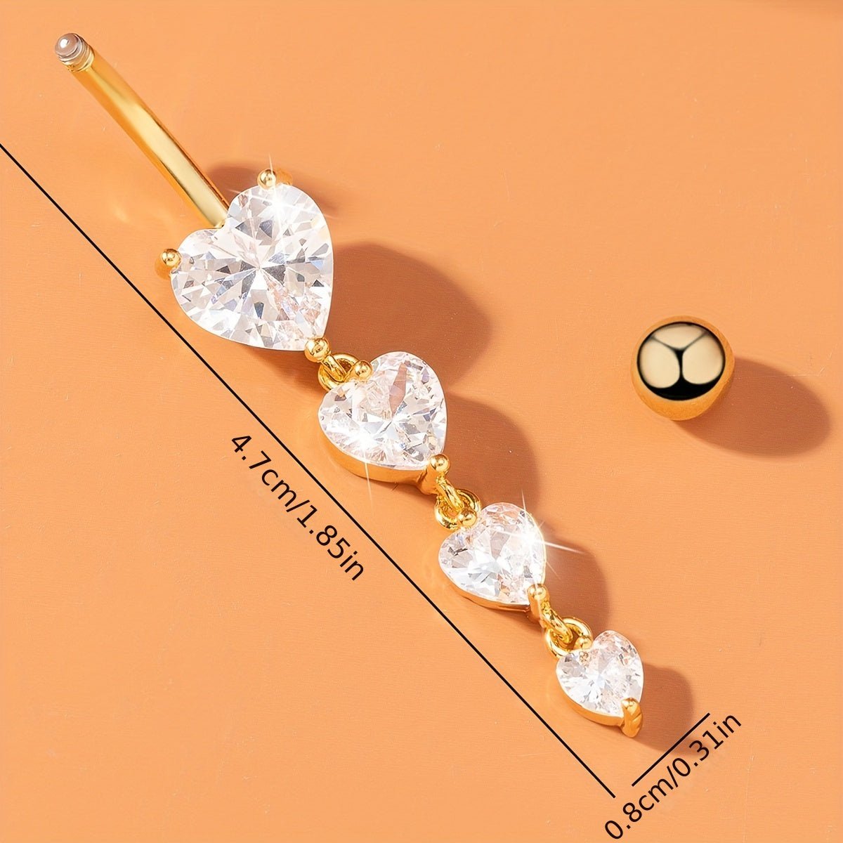 Elegant Zirconia Heart Pendant Belly Ring - Taylor K Shop