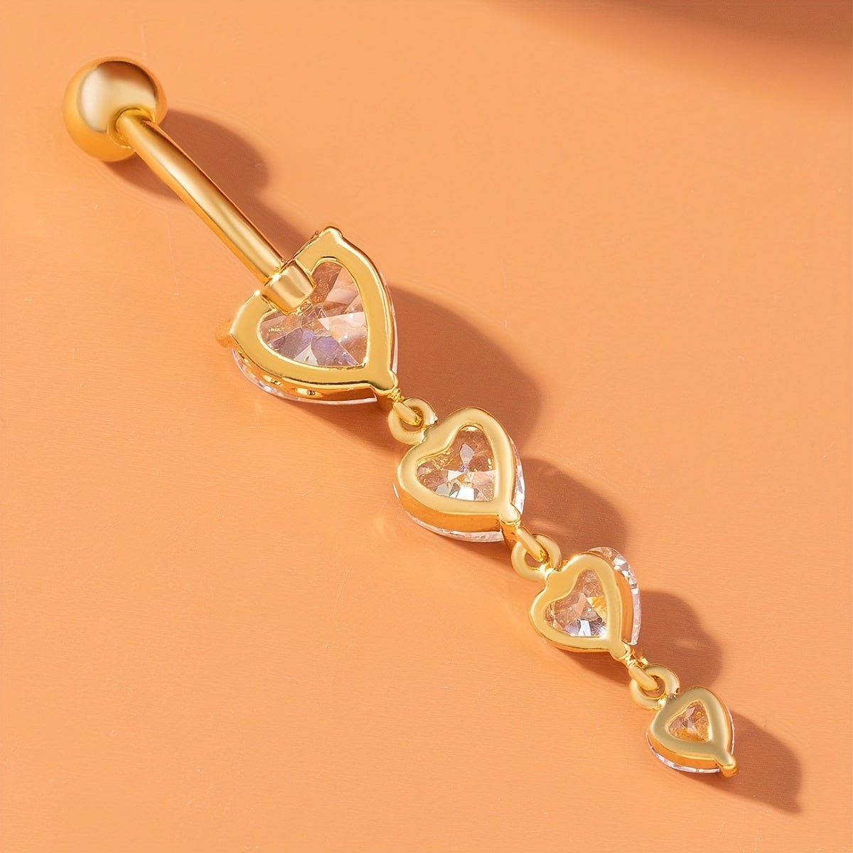 Elegant Zirconia Heart Pendant Belly Ring - Taylor K Shop