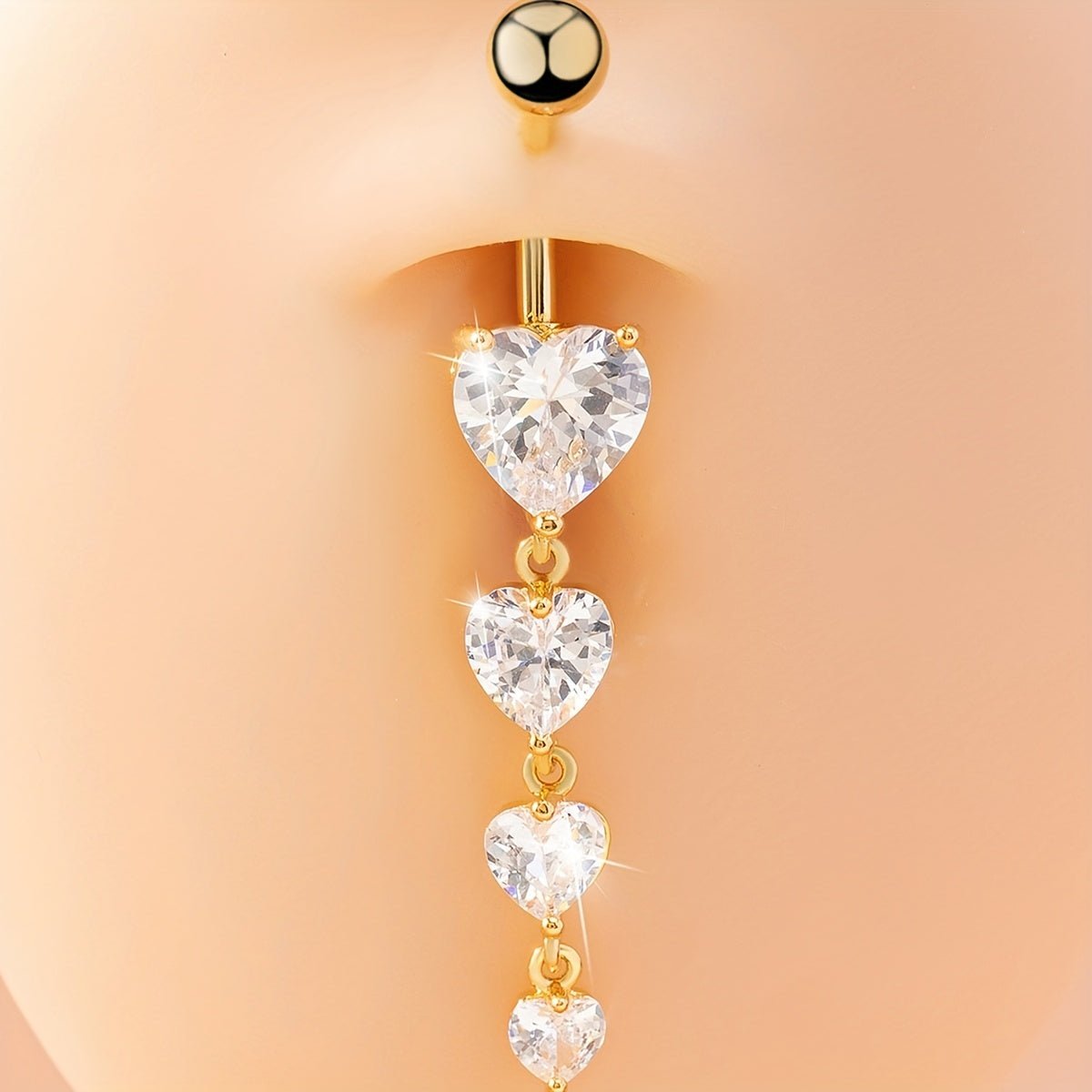 Elegant Zirconia Heart Pendant Belly Ring - Taylor K Shop