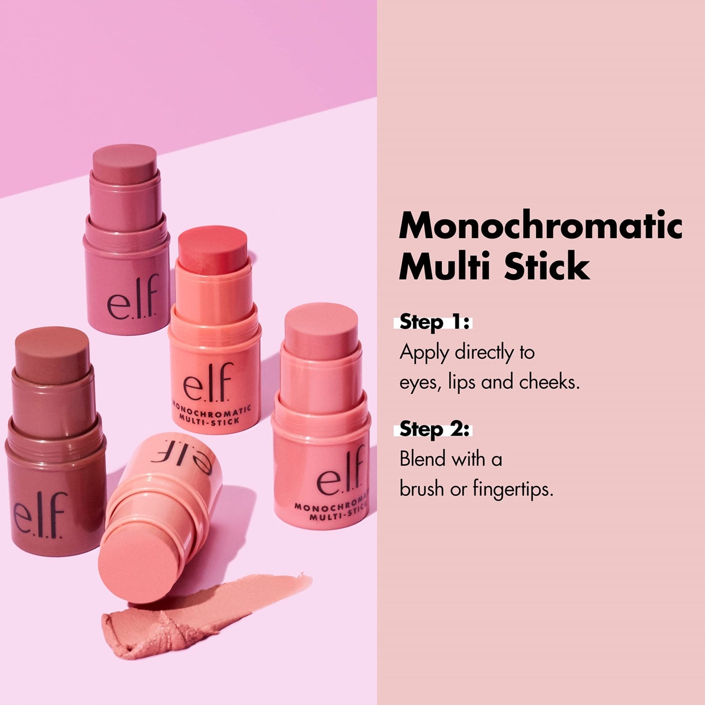 e.l.f. Monochromatic Multi Stick, Creamy, Lightweight, Versatile, Luxurious, Adds Shimmer, Easy To Use On The Go, Blends Effortlessly, Sparkling Rose, 0.17 Oz - Taylor K Shop
