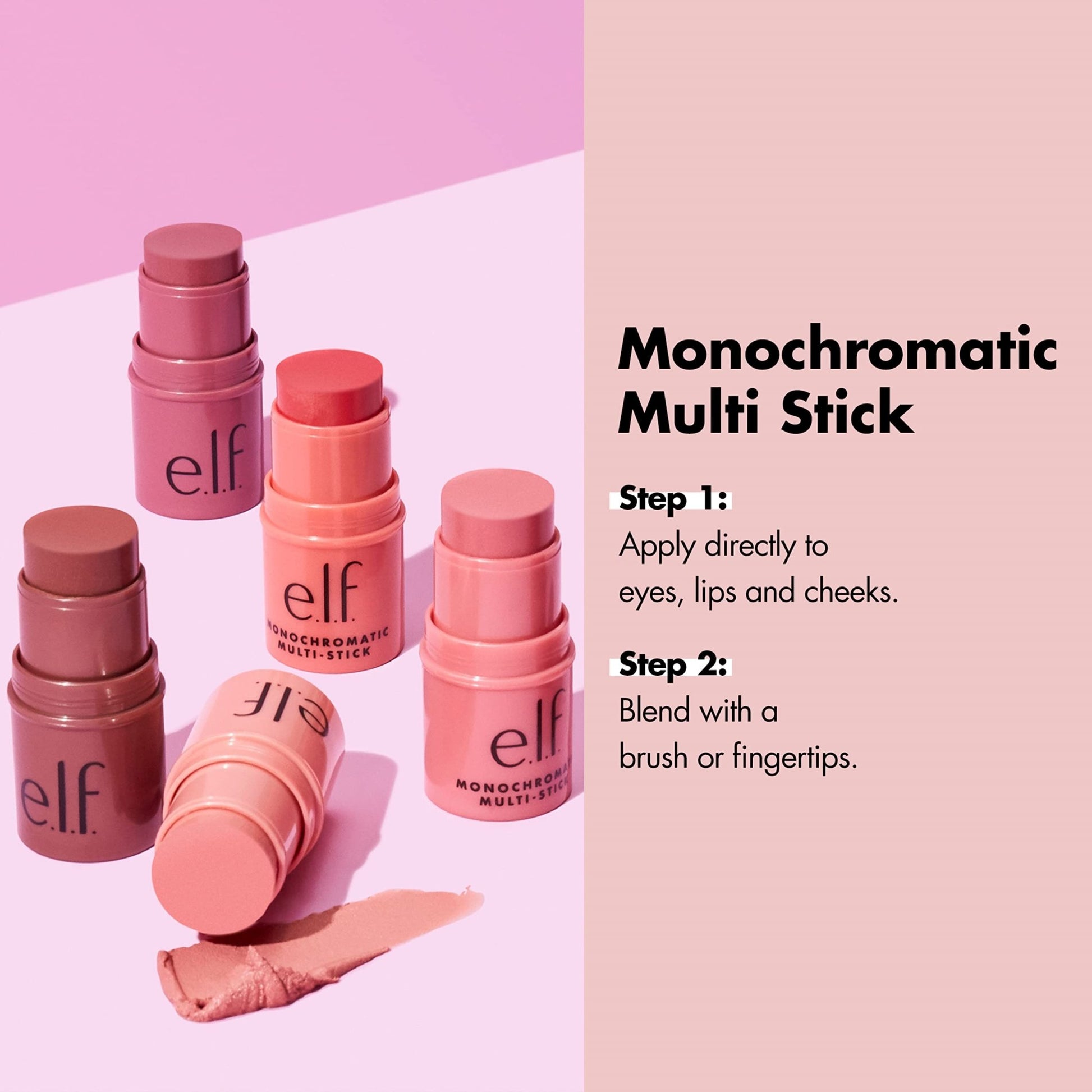 e.l.f. Monochromatic Multi Stick, Creamy, Lightweight, Versatile, Luxurious, Adds Shimmer, Easy To Use On The Go, Blends Effortlessly, Sparkling Rose, 0.17 Oz - Taylor K Shop