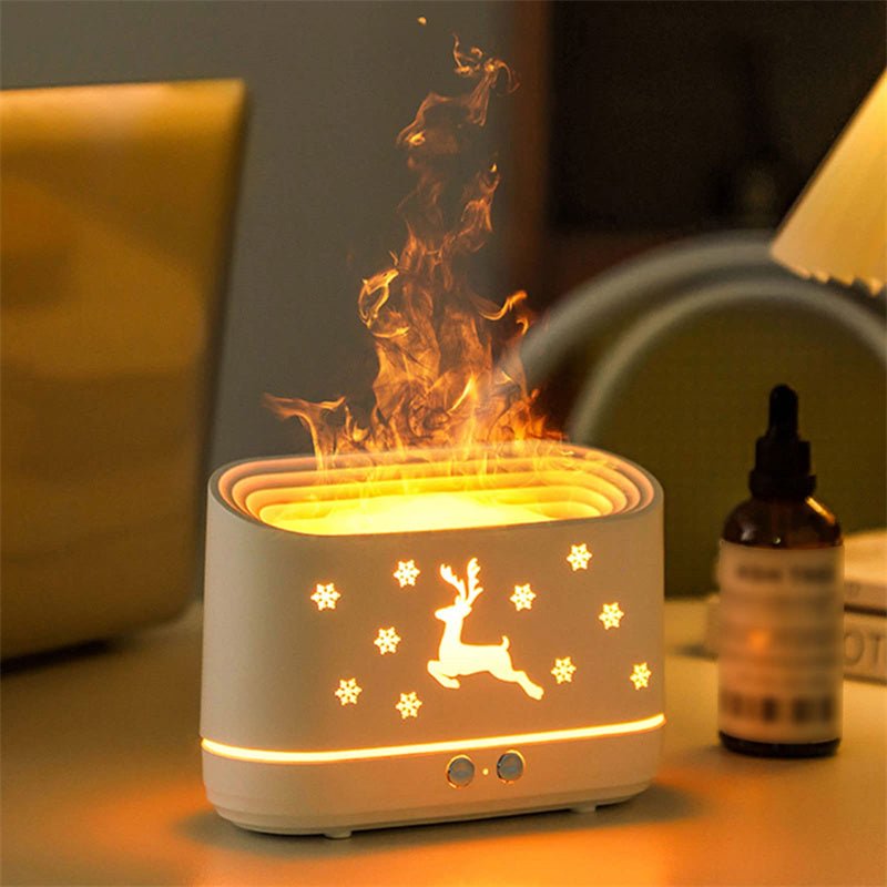 Elk Flame Humidifier Diffuser Mute Household Atmosphere Lamp Christmas Home Decorations - Taylor K Shop