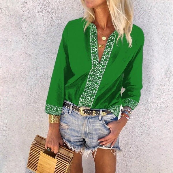 Embroidered Lace Loose Women's Blouse - Taylor K Shop