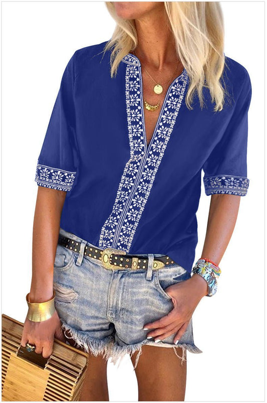 Embroidered Lace Loose Women's Blouse - Taylor K Shop