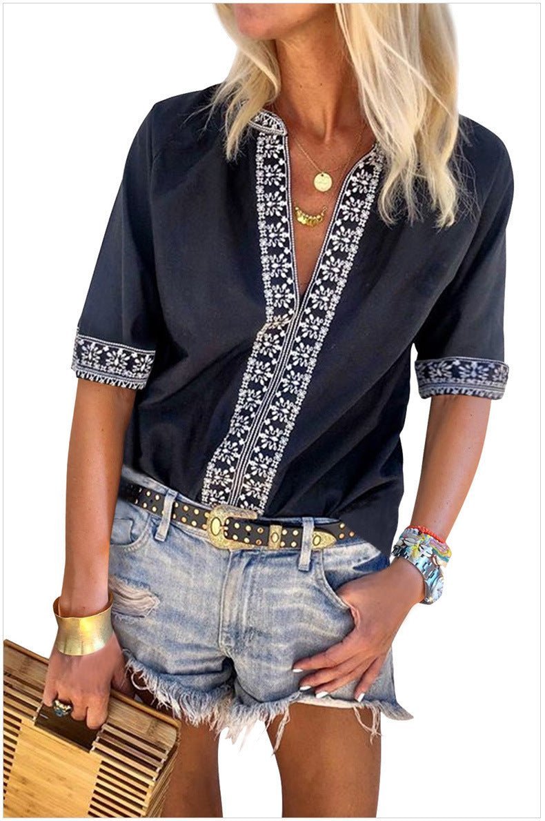 Embroidered Lace Loose Women's Blouse - Taylor K Shop