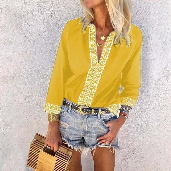 Embroidered Lace Loose Women's Blouse - Taylor K Shop