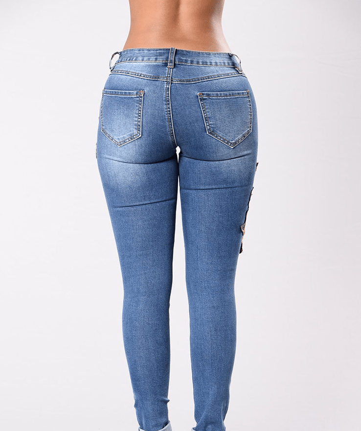 Embroidery jeans stretch jeans pants - Taylor K Shop
