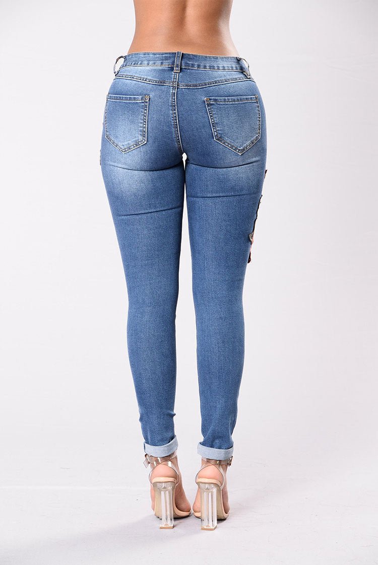 Embroidery jeans stretch jeans pants - Taylor K Shop