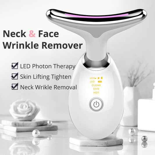 EMS Thermal Neck Lifting And Tighten Massager Electric Microcurrent Wrinkle Remover LED Photon Face Beauty Device For Woman - Taylor K Shop