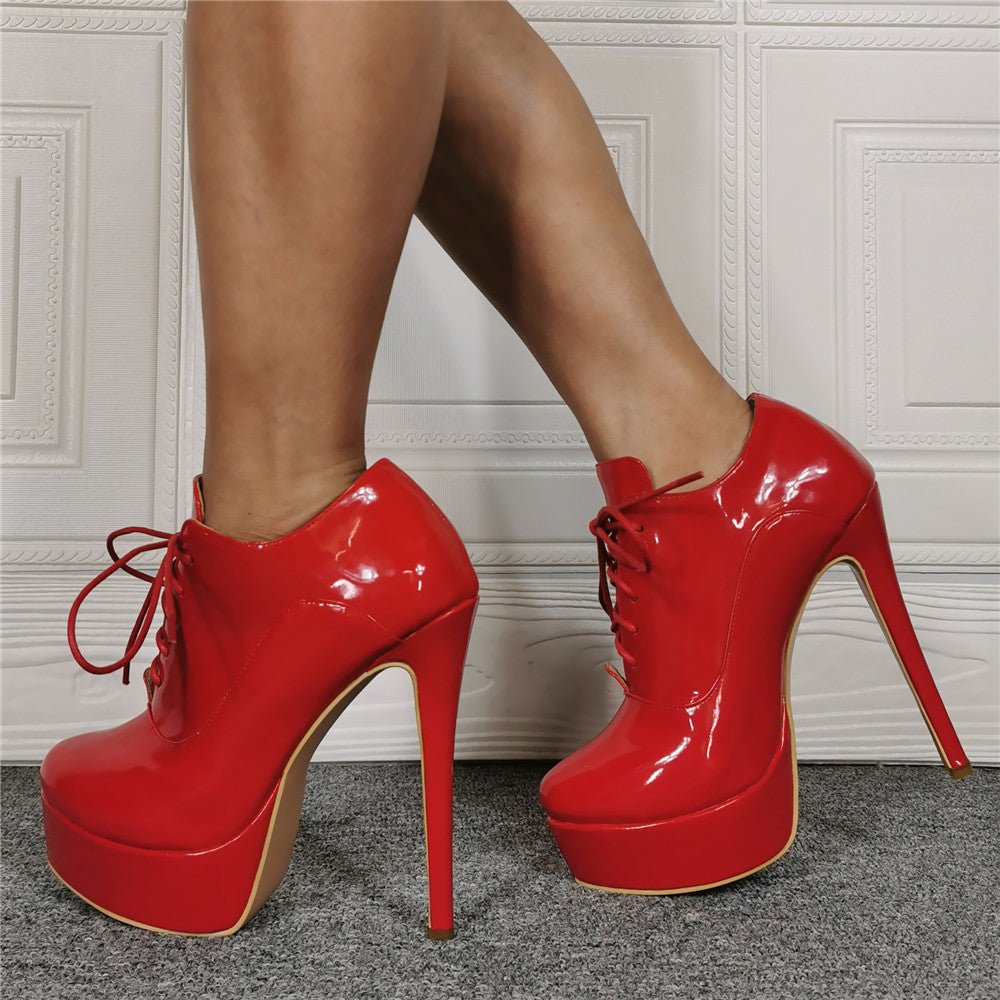 European And American Lace - up Stiletto Ankle Boots - Taylor K Shop