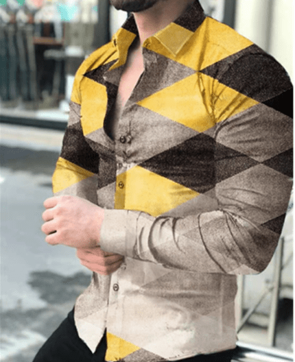 European And American Mens Printed Shirt Cardigan Longsleeved Shirt - Taylor K Shop