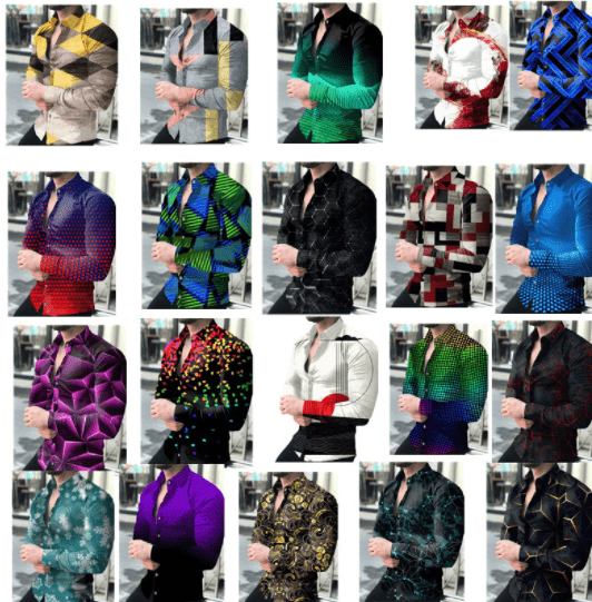 European And American Mens Printed Shirt Cardigan Longsleeved Shirt - Taylor K Shop