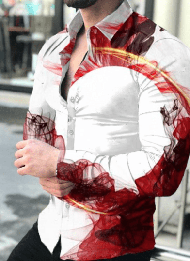 European And American Mens Printed Shirt Cardigan Longsleeved Shirt - Taylor K Shop