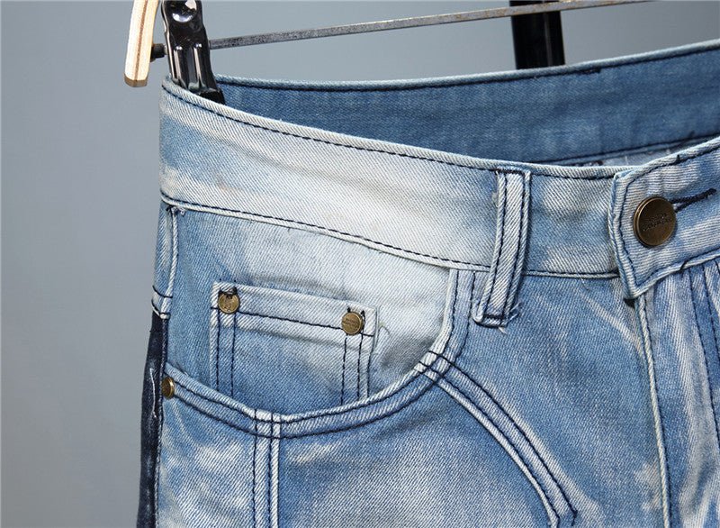 European And American Stitching Color - blocking Stretch - footed Men's Jeans - Taylor K Shop