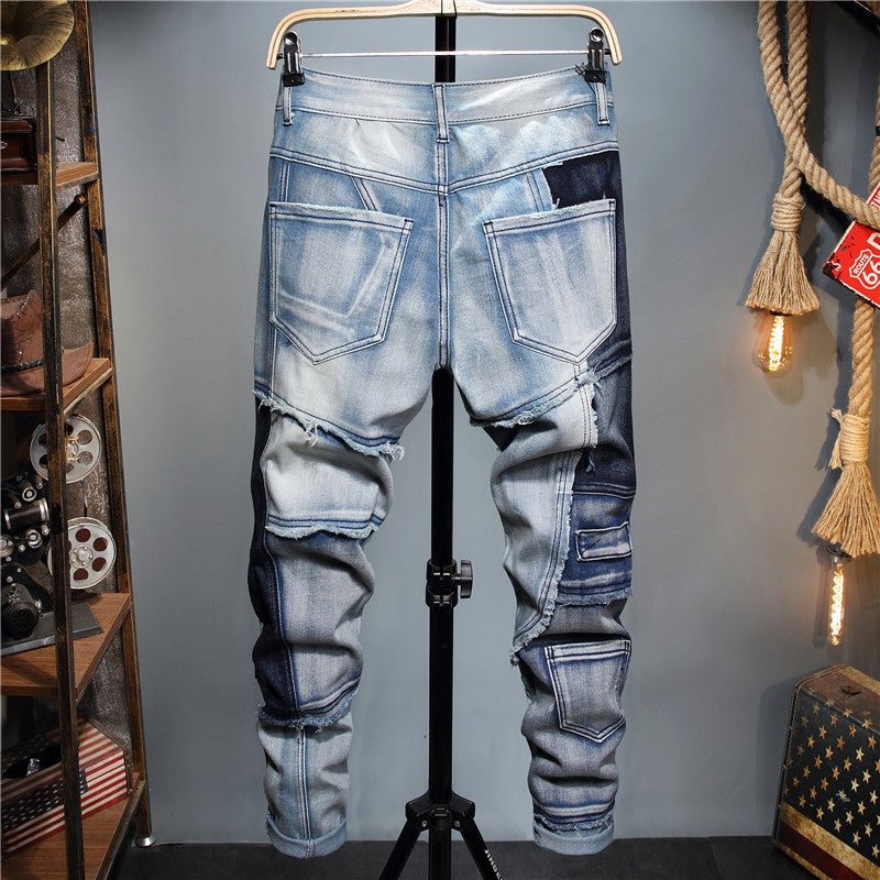European And American Stitching Color - blocking Stretch - footed Men's Jeans - Taylor K Shop