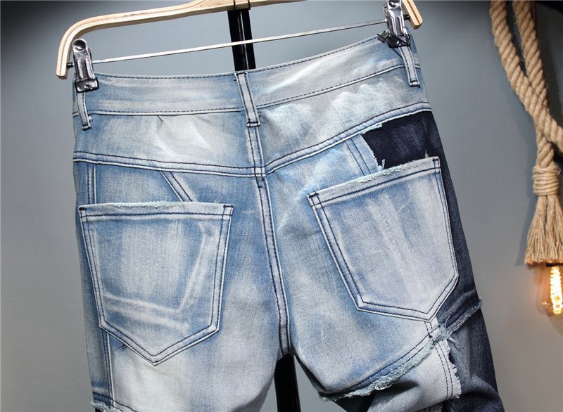 European And American Stitching Color - blocking Stretch - footed Men's Jeans - Taylor K Shop