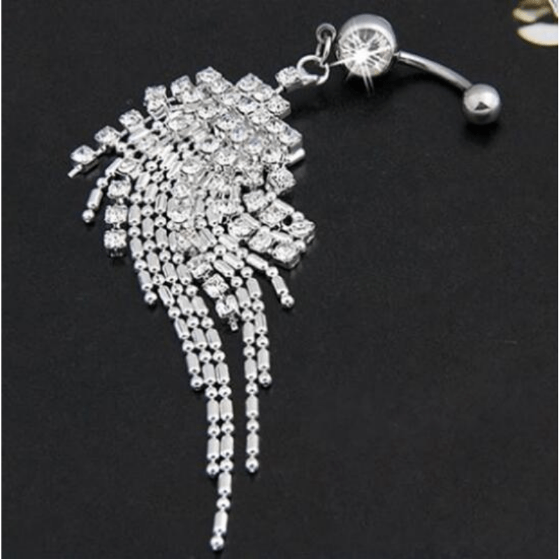 Exquisite GemInlaid Tassel Belly Button Barbell - Taylor K Shop