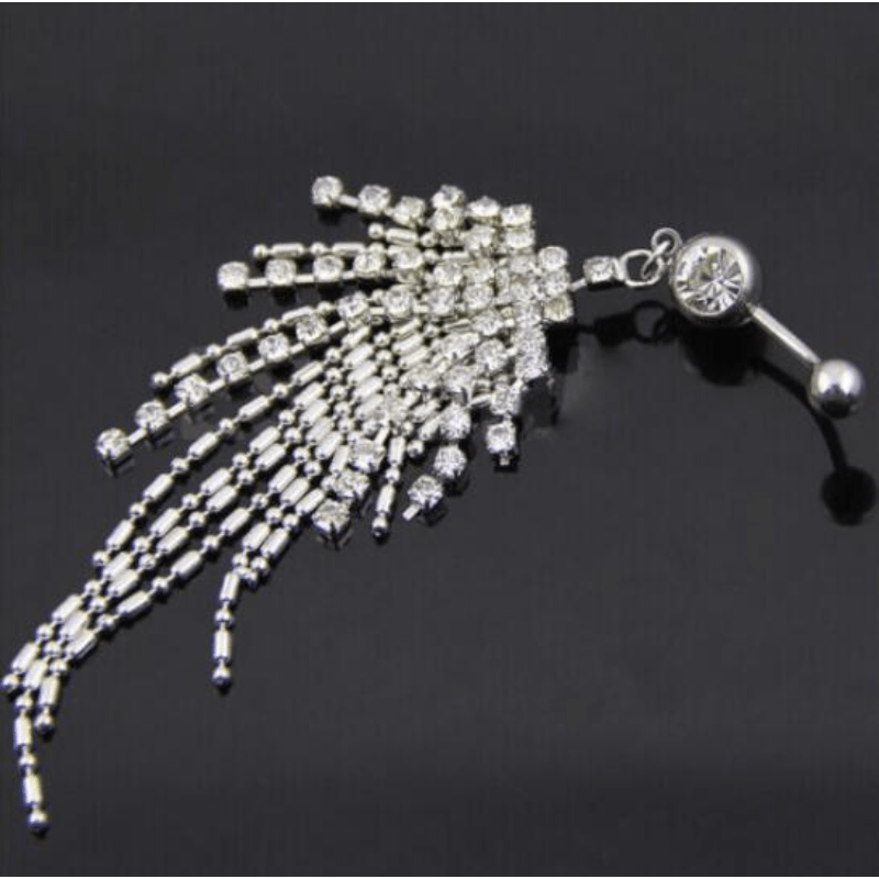 Exquisite GemInlaid Tassel Belly Button Barbell - Taylor K Shop