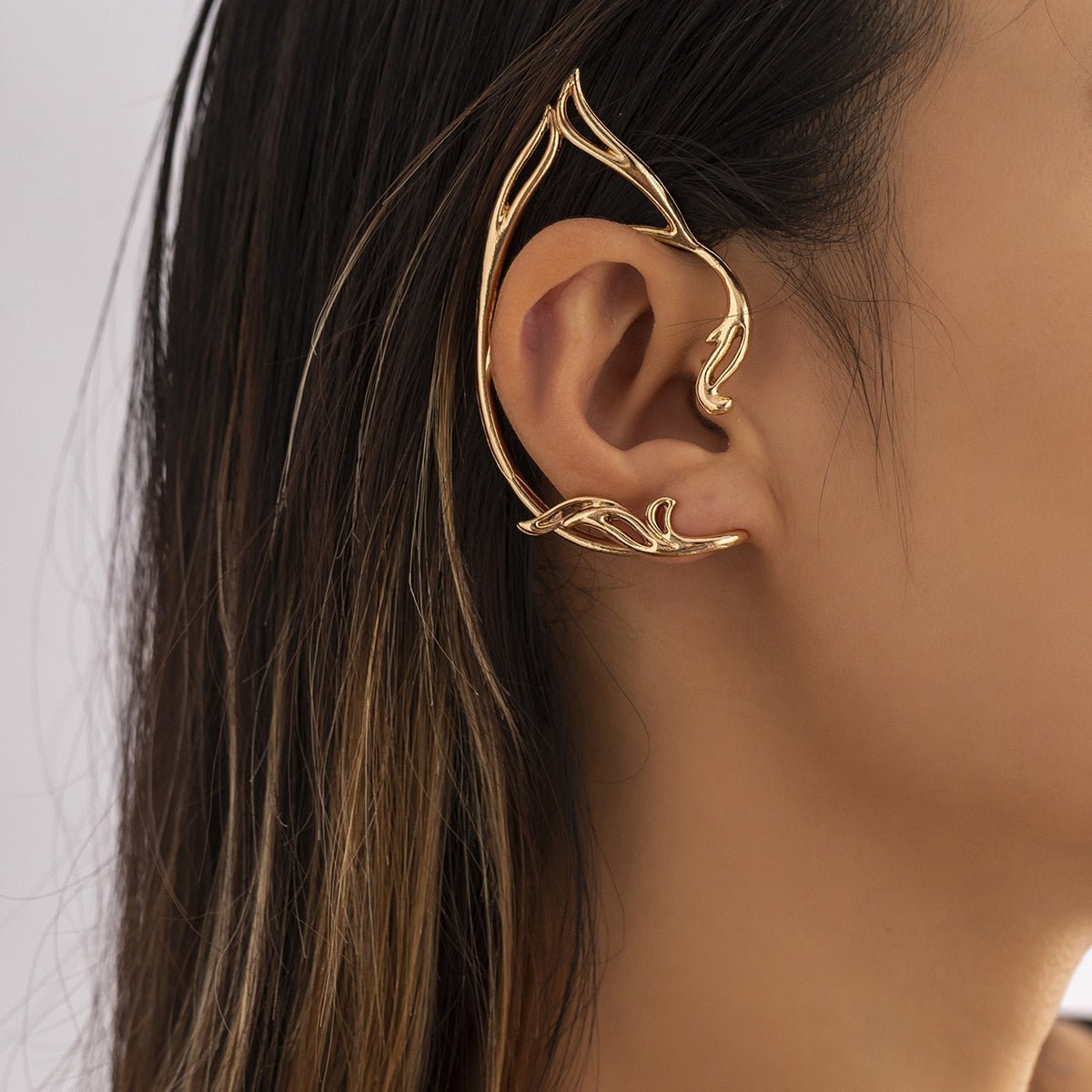 Fashion Fairy Ear Cuff Earring for Women Simple Hollow Cat Ears Outline Elf Ear Clip Creative Single No Piercing Earrings Party - Taylor K Shop