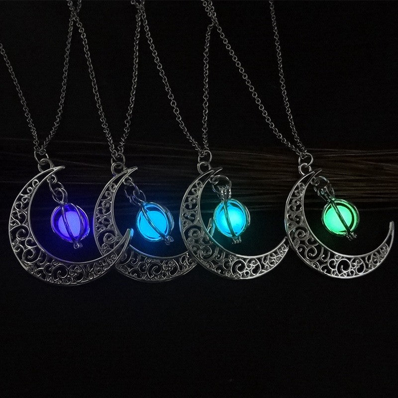 Fashion Moon Natural Glowing Stone Healing Necklace Women Gift Charm Luminous Pendant Necklace Jewelry - Taylor K Shop