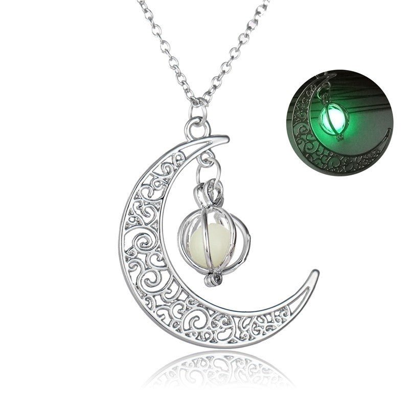 Fashion Moon Natural Glowing Stone Healing Necklace Women Gift Charm Luminous Pendant Necklace Jewelry - Taylor K Shop