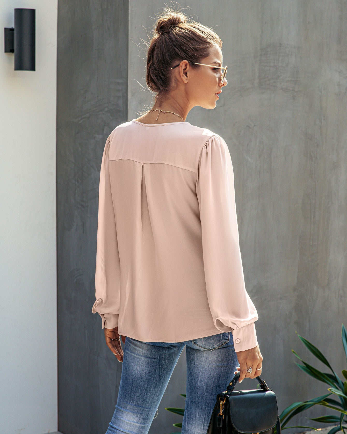 Fashion Simple V - neck Long - sleeved Blouse Blouse - Taylor K Shop