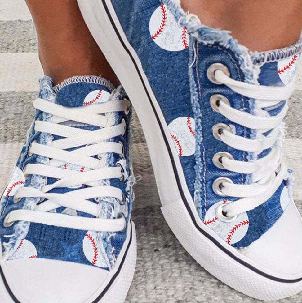 Fashion Wash Denim Lace Up Sneakers - Taylor K Shop