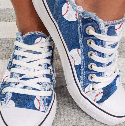 Fashion Wash Denim Lace Up Sneakers - Taylor K Shop