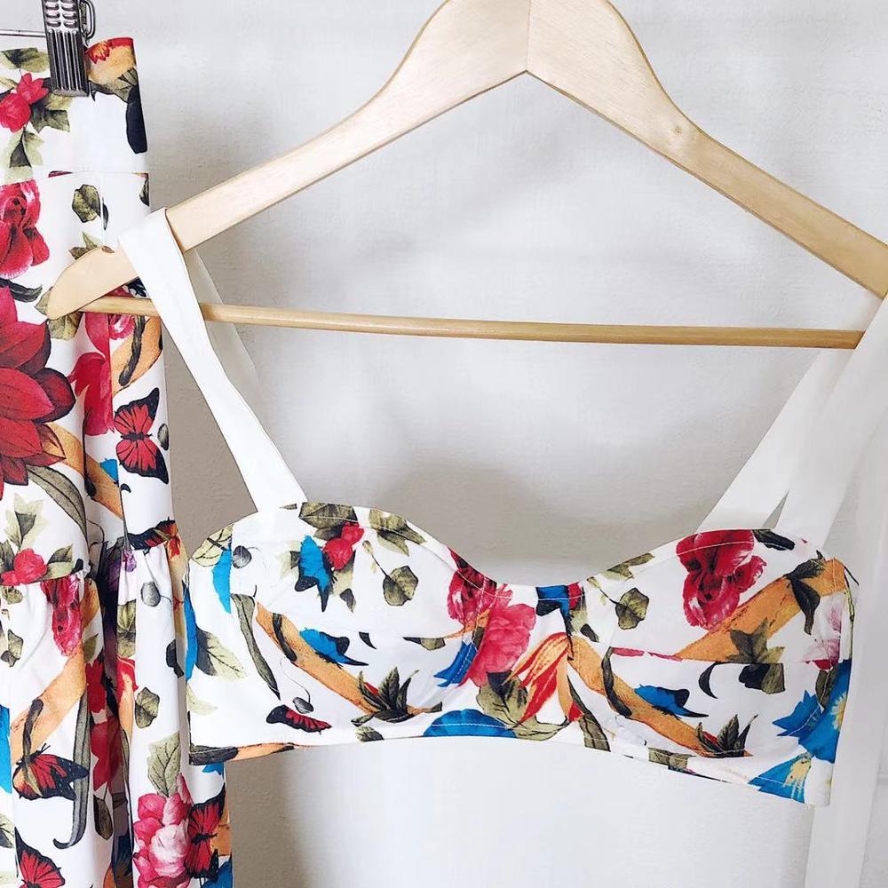 floral print women summer dress sleeveless 2 Piece set bohemian dresses holiday vestidos chic plus size beach dress rode - Taylor K Shop