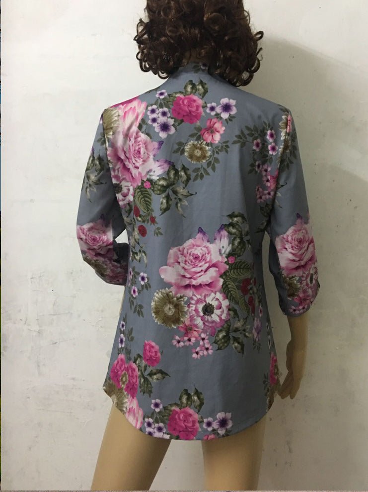 Flower Printing Blouse - Taylor K Shop