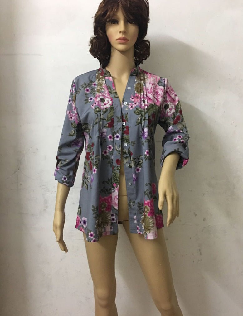 Flower Printing Blouse - Taylor K Shop